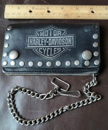 portafoglio biker pelle harley davidson usato buono stato usato con catena - Foto 7 di 8