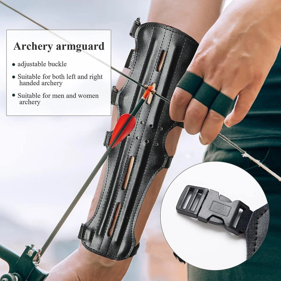 Archery Arm Guard Finger Guard Protective Gloves Recurve Compound Bow Hunting - Image 2 of 4
