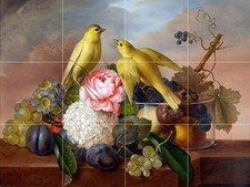 fruit flowers bird Tile Mural Kitchen Bathroom Wall Backsplash Ceramic 17x12.75