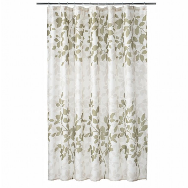 Nip Home Classics Fabric Shower Curtain Leaves Ivory Beige Green 70 X72