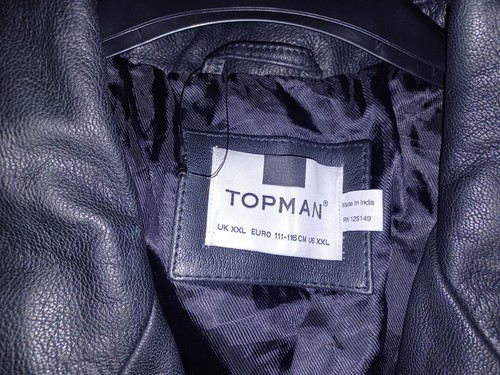 TOPMAN Mens Leather Jacket Black 2XL RRP £75 - Picture 3 of 3