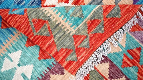 Handmade VTG Oriental Wool Large Red Livingroom Bedroom Kilim Area Rug 197x147cm - Picture 4 of 5