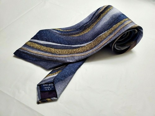 Corbata Christopher Reeve Glenn Close para hombre azul remolinos 100 % seda EE. UU. 58 1/2" - Imagen 6 de 6