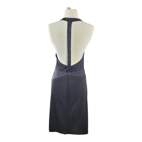 Vestido Negro Colección Nicole Miller Talla 10 Incrustación Cuello en V T-back Midi LBD $310 M - Imagen 3 de 20