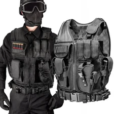 Military Tactical Vest Molle Adjustable Army Assault Combat Plate Carrier Black