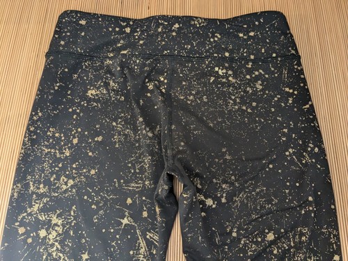 Ivivva Leggings Girls Size 14 Black Gold Splatter *Damage* - Picture 3 of 8