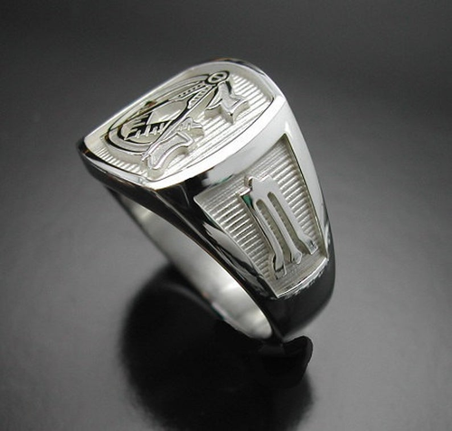 Men's Masonic Ring in Pure 935 Argentium Silver With High Polished Fashion Ring - Picture 2 of 5