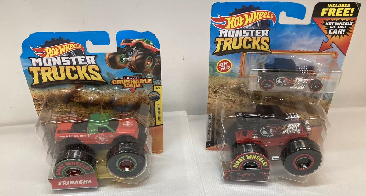 Hot Wheels Monster Trucks Bone Shaker, Giant wheels, including crushab