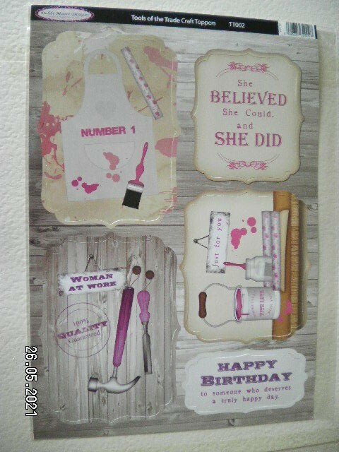 Beautiful Die Cut Toppers by Debbie Moore 'Tools of the Trade TT002' (378) M
