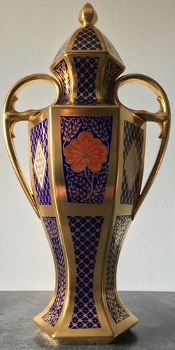 SUPERB rare CAVERSWALL porcelain ROMANY pattern 15.75" LIDDED HANDLED TROPHY JAR - Picture 2 of 7