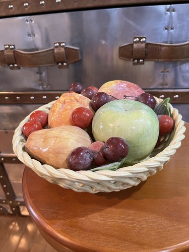 VINTAGE ITALY BASSANO CERAMIC CENTERPIECE FRUIT WEAVE BASKET BOWL DISH - Picture 5 of 7