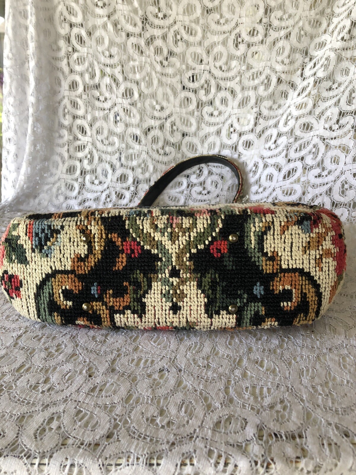 Vintage handMade Needlepoint bag 8 X11 inches 2 s… - image 9