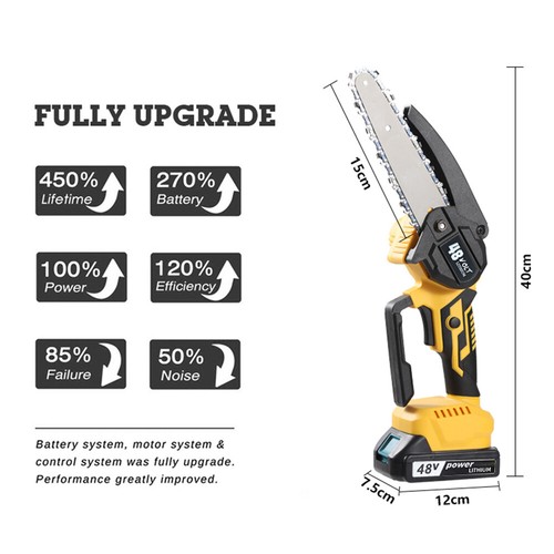 6'' Electric Chainsaw Cordless Battery Rechargeable Wood Cutter Saw Chain Saws - Picture 3 of 13