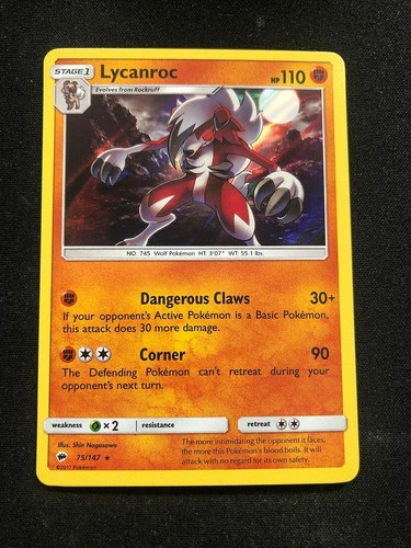 Pokemon 75/147 Lycanroc Brennende Schatten Holo Rare - Bild 1 von 2
