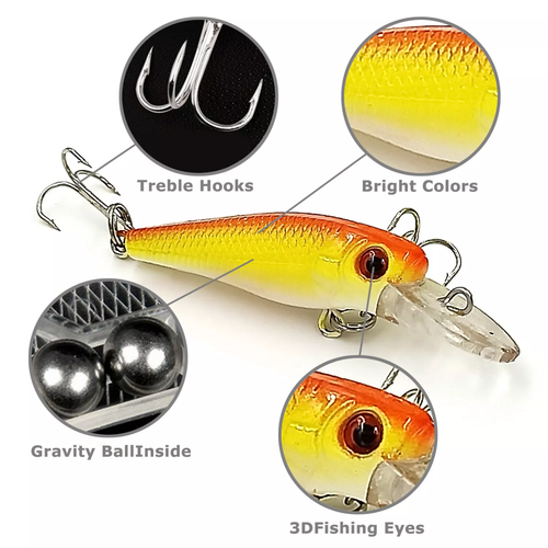 30 Stück Arten Angelköder Crankbaits Haken Elritze Köder Barsch Tackle Kurbel Set - Bild 7 von 8