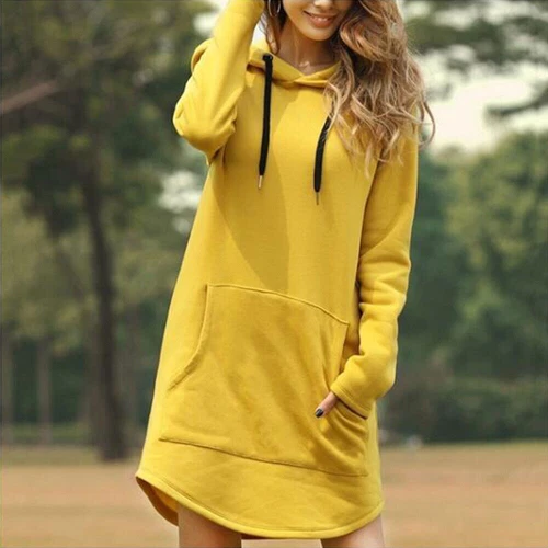 Womens Sweatshirt Hoodie Pullover Dress Pullover Tunic Women Long Solid Color UK - Picture 11 of 18