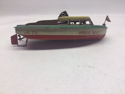 Vintage ST-TKK Japan Battery Operated Tin Litho No. 76 Speed Boat - Picture 1 of 12