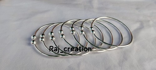 Handmade Bohemian Set of 7 Bangles Solid 925 Sterling Silver Women Bangles - Picture 3 of 11