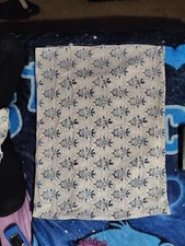 2X Block Print PILLOWCASES 100% Cotton THRESHOLD Target Cream/ Blue 26" X 19.5"