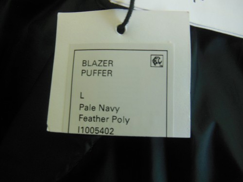 THEORY Women's Blazer Puffer Pale Navy Size Large Feather Poly - Picture 2 of 8