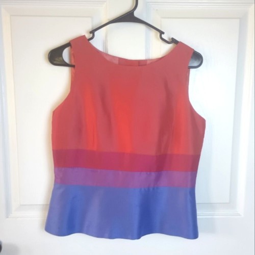 Positive Attitude Vintage Striped Shell Top Size 8 Petite Peplum