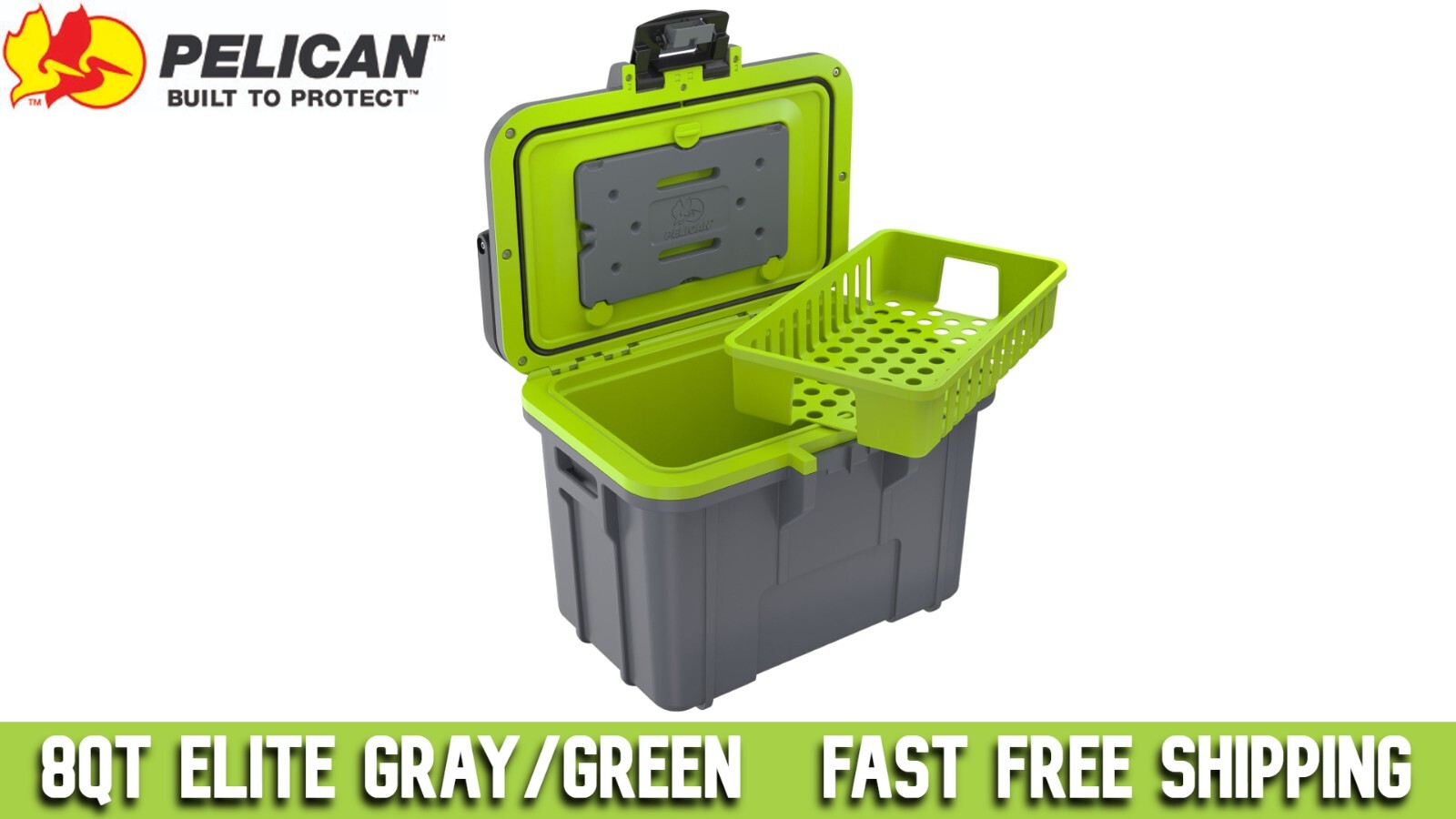 PELICAN 8QT ELITE COOLER GRAY/GREEN