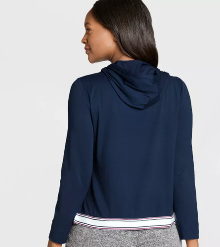 Jockey Generation Women's Hooded Retro Vibes Sleep Sweatshirt Navy Blue NWT - Picture 2 of 2
