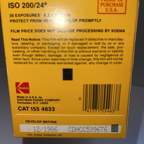 Vintage Kodak Kodacolor VR Film For Color Prints 30 Exposures Expired 1986 - Picture 9 of 9