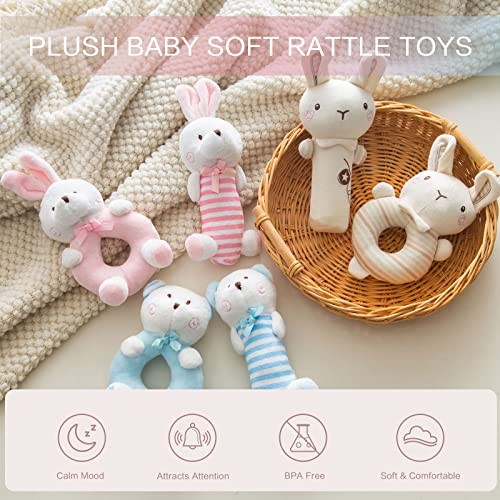 Plush Baby Soft Rattle Toys, Pink Bunny Baby Rattles for Infants Baby First - Picture 5 of 7