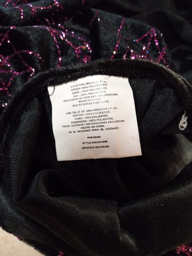 Spirit Halloween Girls Witch Dress Spiderweb W Removable Cape Purple Velvet Sz M - Picture 6 of 9