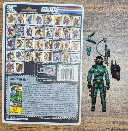 GI Joe ARAH ​1989 Cobra Night-Viper complete w/file card