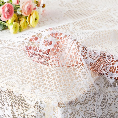 White Lace Tablecloth for Rectangular Tables, Vintage-Style, 54x72 in - Picture 3 of 10