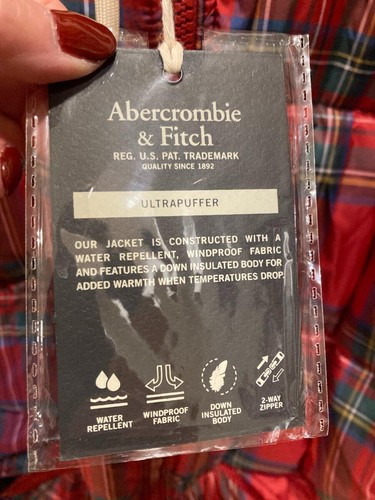Abercrombie & Fitch NWT Men Size XL Tartan Plaid Ultra Puffer Down-Filled Coat - Picture 6 of 17
