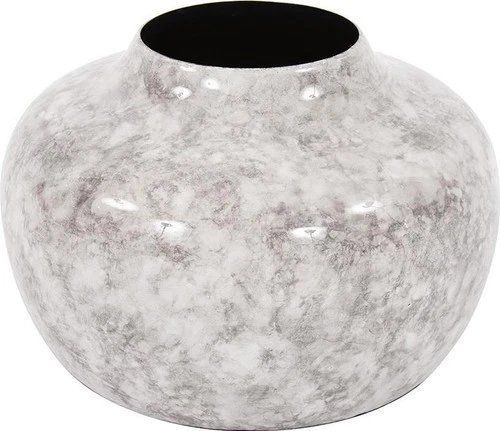 Traditional Gray Marbled Round Iron Vase - Picture 1 of 3