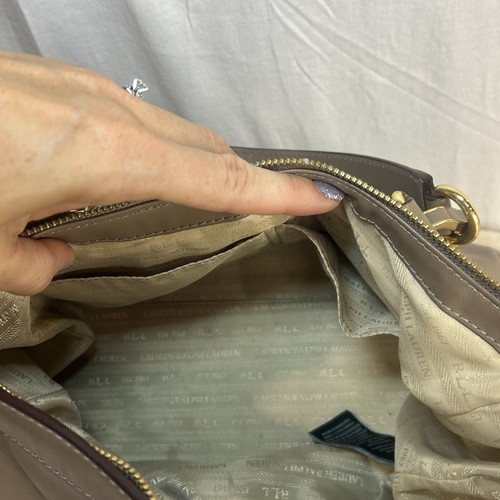 Polo Ralph Lauren Bramfield Carlene Leather Satchel Handbag Gold With Dust Bag - Picture 20 of 21