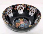 NEW Williams Sonoma DAY OF THE DEAD Candy Bowl 9.25"  NIB Halloween Skulls