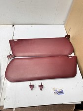87-96 Ford F-150 F-250 Bronco RED Sun Visor Shade Set Pair LH RH OEM VINYL Clips