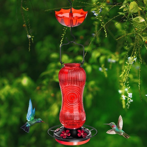 25 Ounces Hummingbird Feeders for Outdoors Hanging, Vintage Style Glass Hummi... - Picture 7 of 8