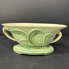 Vintage Brush McCoy Princess Line Planter Vase Green Leaves Oval Double Handle