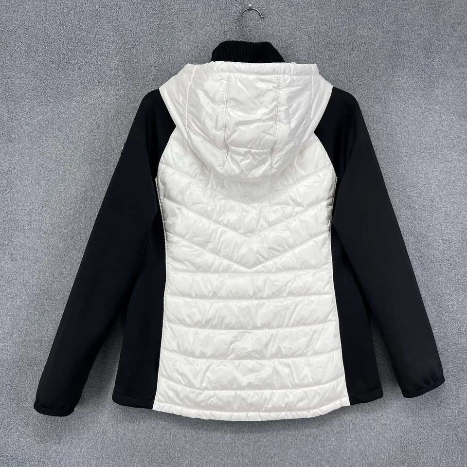 Calvin Klein Performance Jacket Womens Large White Black Hooded Puffer Softshell - Image 2 of 4