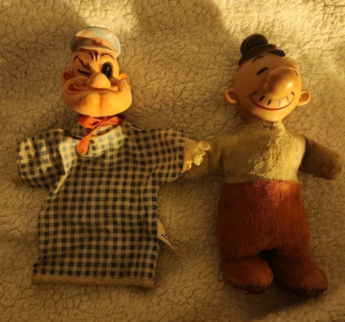 Vintage Wimpy Gundikins Rubber Face Plush & Gund Popeye Hand Puppet - Picture 1 of 11