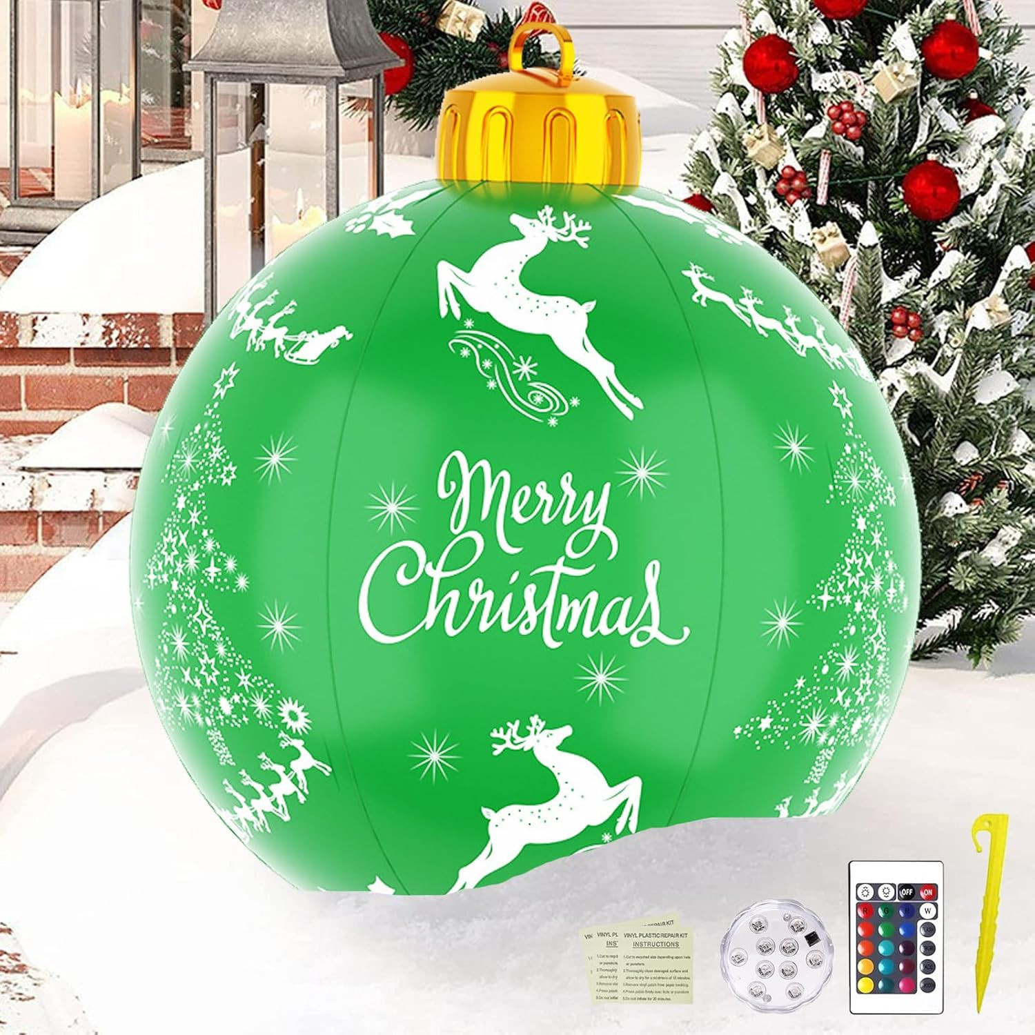 Palla Di Natale Gonfiabile,Palla Di Natale Gonfiabile Gigante 60 Cm,Con Luce Led
