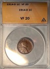1914-D Lincoln Cent Key Date ANACS VF20 — Only 1,193,000 Minted