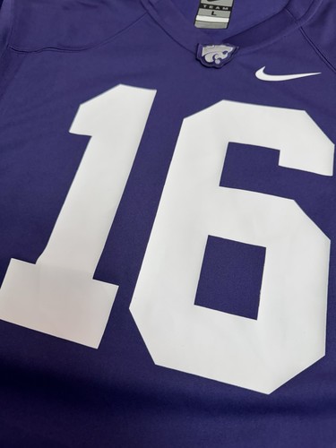 Nike Kansas State K-State Wildcats NCAA Football Purple Jersey #16 Men’s Sz L - Picture 3 of 8