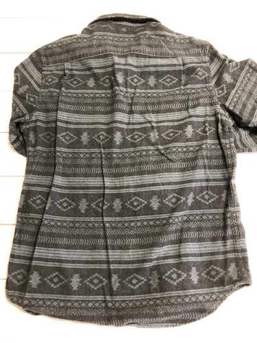 Old Navy Shirt Mens Medium Gray Black Aztec Pattern Button Up Long Sleeve Cotton - Picture 5 of 6