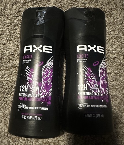 2 Axe Body Wash Excite Crisp Coconut and Black Pepper Scent 16 oz