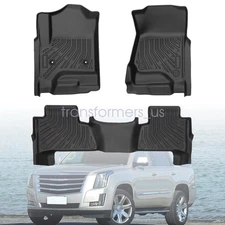 TPE Floor Mats Liners Set For 2015-2020 Cadillac Escalade All-Weather Black