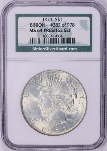 1923  Peace Silver Dollar -NGC MS-64 - Binion Hoard - Prestige Set