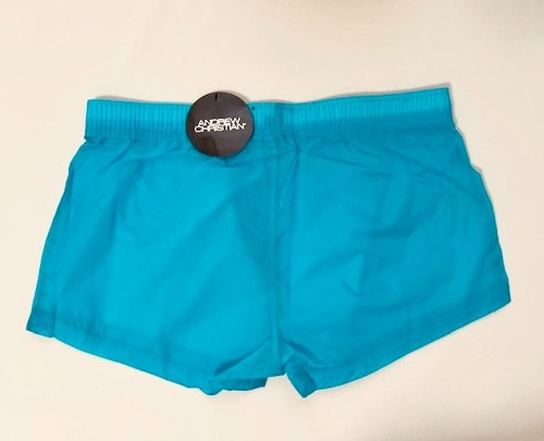 Andrew Christian - Size L Short 100% Nylon Swim Shorts - Turquoise/Black/White - Picture 10 of 12