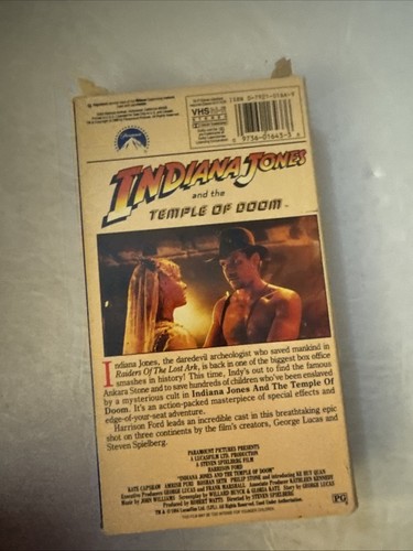 Indiana Jones and the Temple of Doom (VHS, 1989) - Picture 2 of 3